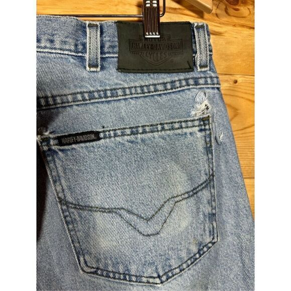 Harley-Davidson Vintage Men's Light Blue Relaxed Fit Jeans Size 36 Inseam 30 - Picture 10 of 14